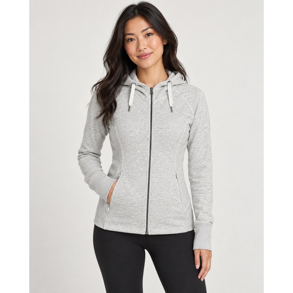 Lululemon Womens Size 4 Full Zip Hoodie Jacket Heather Grey Ribbed Athletic